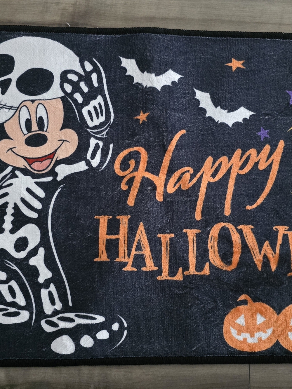 Disney Black & Orange Mickey Skeleton Halloween Rug